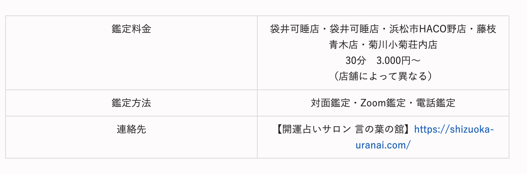 鑑定料金・詳細